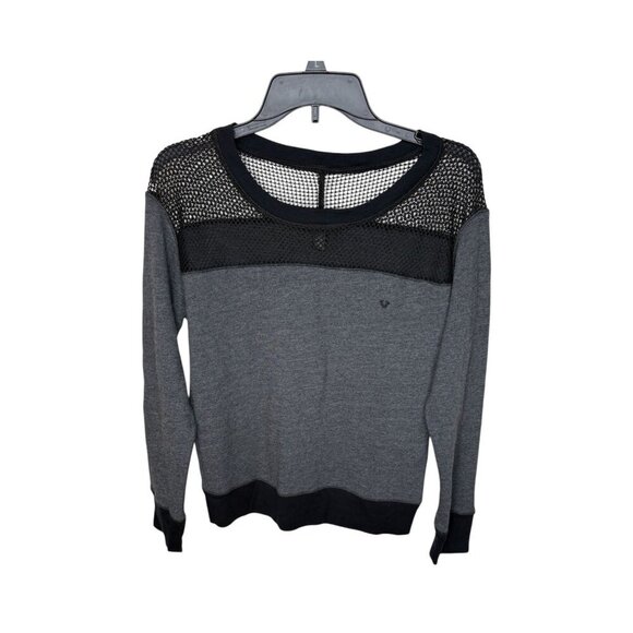 True Religion Womens Gray Mesh Panel Cotton Sweatshirt Size S - Picture 1 of 5